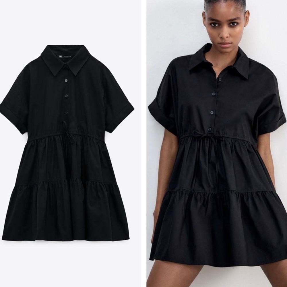 Black zara tiered dress